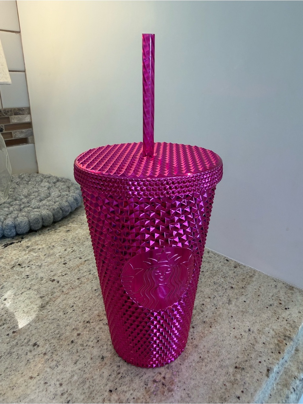 Starbucks Pink Studded Cold Cup with Straw New